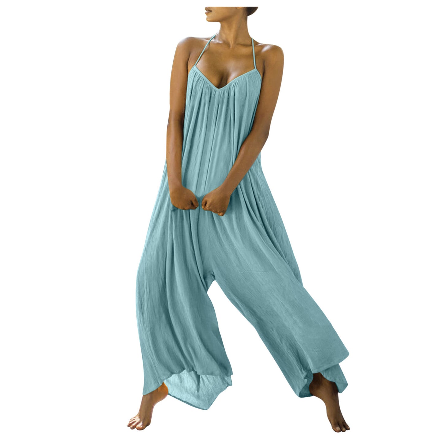 Solid Color One Piece Sleeveless Sports Loose Women's Jumpsuit