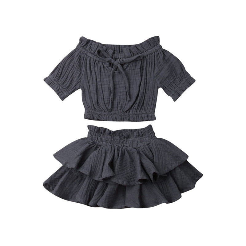 Ensemble haut tube et jupe double en coton pour fille, style européen et américain, printemps et automne