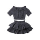 Ensemble haut tube et jupe double en coton pour fille, style européen et américain, printemps et automne