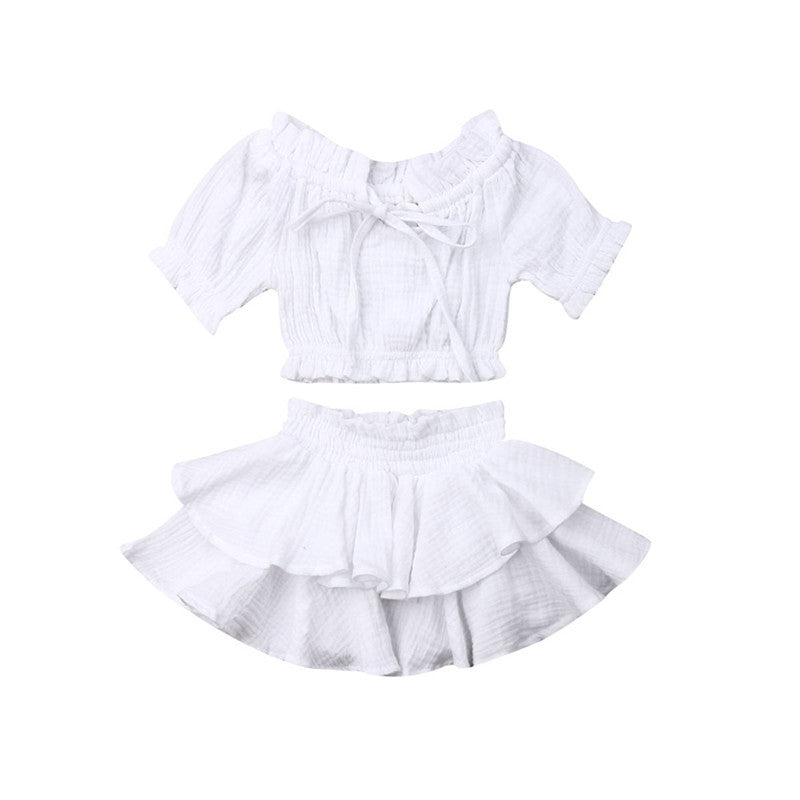 Ensemble haut tube et jupe double en coton pour fille, style européen et américain, printemps et automne