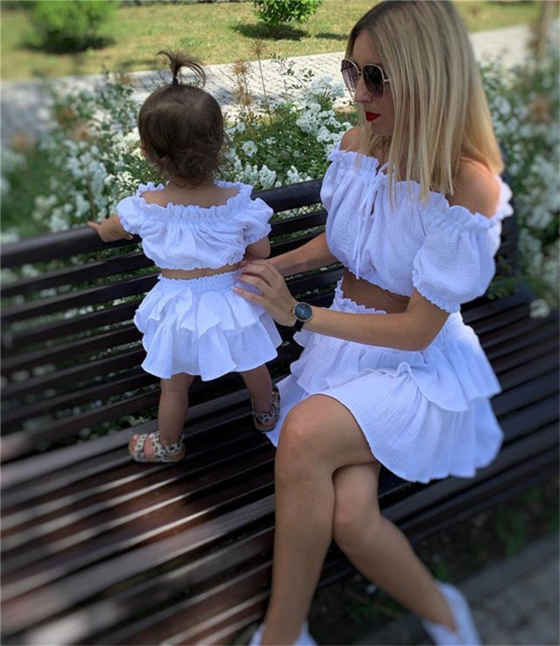 Ensemble haut tube et jupe double en coton pour fille, style européen et américain, printemps et automne