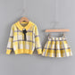 Ensemble pull tricoté à manches volantées pour fille