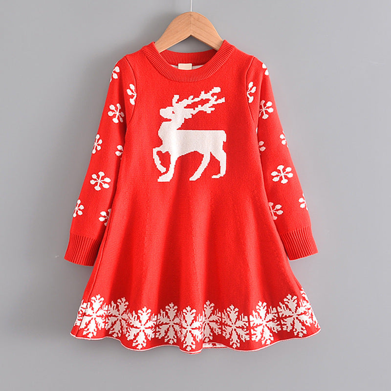 Ensemble pull tricoté à manches volantées pour fille