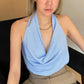 Temperament Slim Solid Color Halter V-neck Halter Vest Women