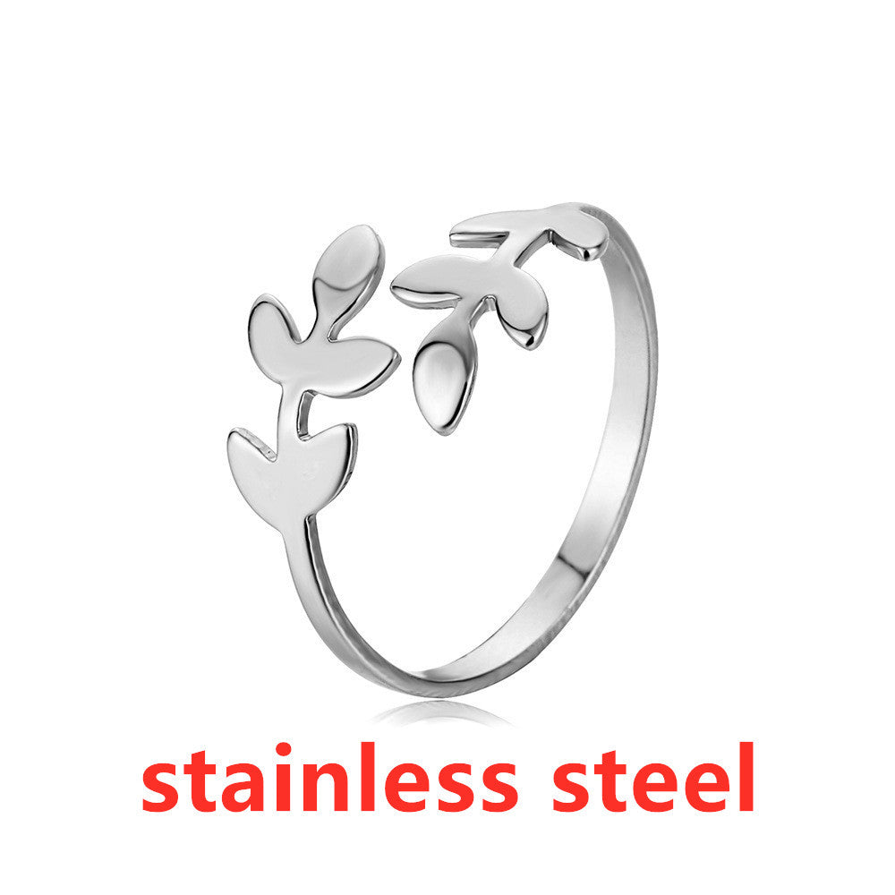 Korean Jewelry Industry Fashion Simple Olive Branch Leaf Female Finger Ring Ring Jewelry  Ring