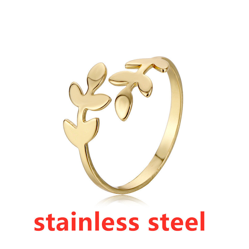 Korean Jewelry Industry Fashion Simple Olive Branch Leaf Female Finger Ring Ring Jewelry  Ring