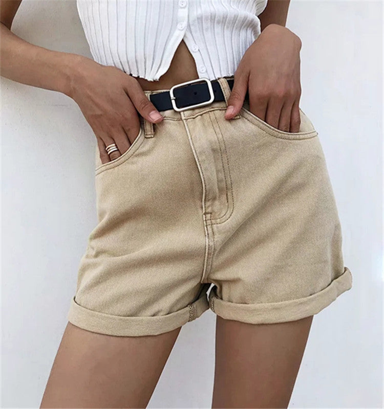 Summer New Denim Shorts Bag Hip Curled Denim Pants