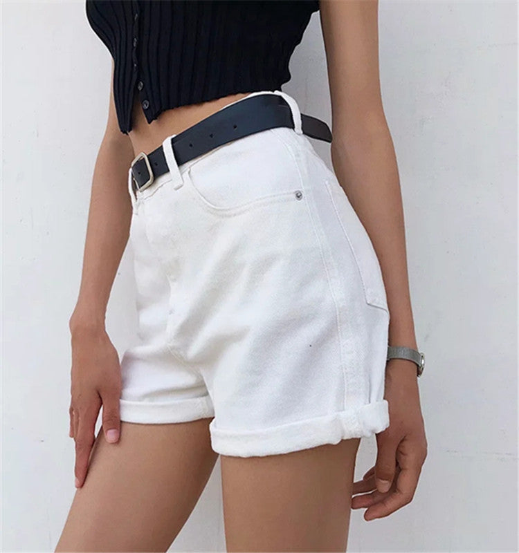 Summer New Denim Shorts Bag Hip Curled Denim Pants