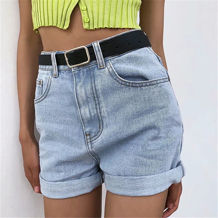 Summer New Denim Shorts Bag Hip Curled Denim Pants