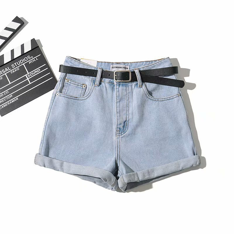 Summer New Denim Shorts Bag Hip Curled Denim Pants