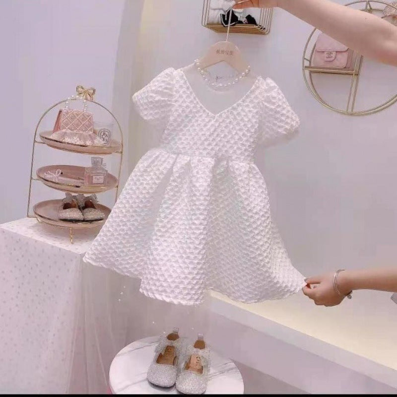 Robe d'été pour fille, version coréenne de la nouvelle robe de princesse pour enfants, robe d'anniversaire de style occidental, jupe à manches courtes