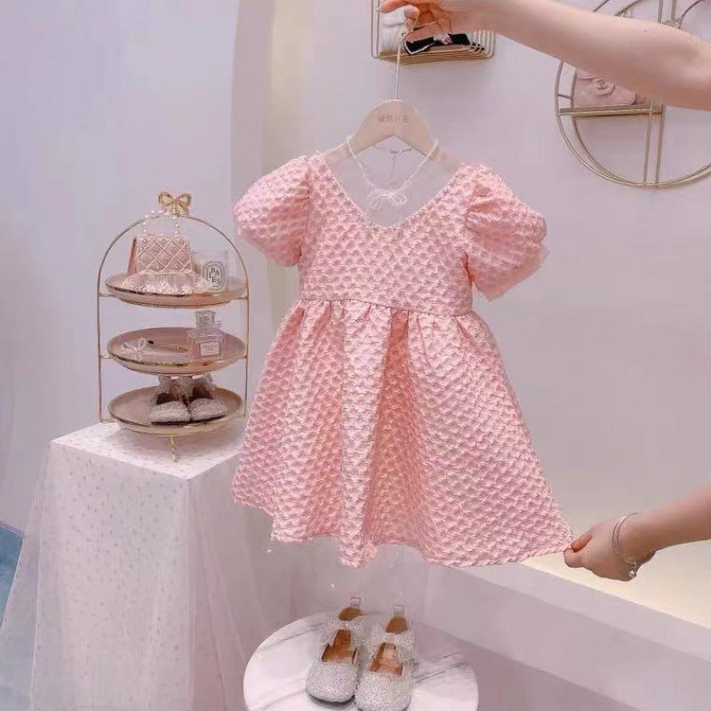 Robe d'été pour fille, version coréenne de la nouvelle robe de princesse pour enfants, robe d'anniversaire de style occidental, jupe à manches courtes
