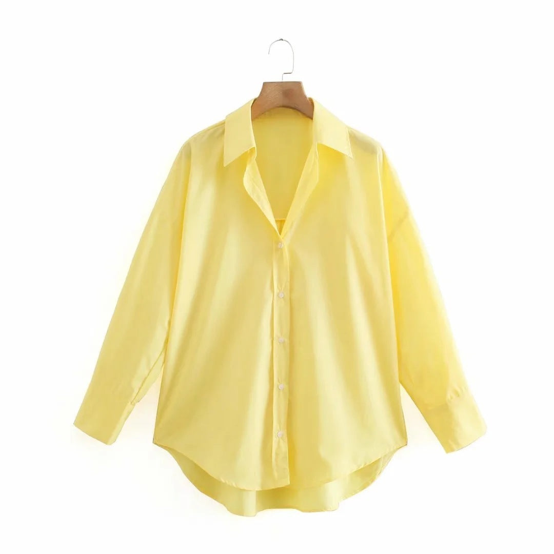 Thin Solid Color Casual Poplin Shirt