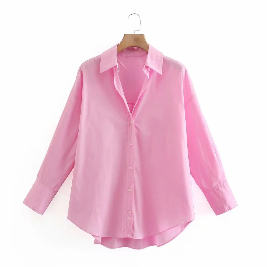 Thin Solid Color Casual Poplin Shirt