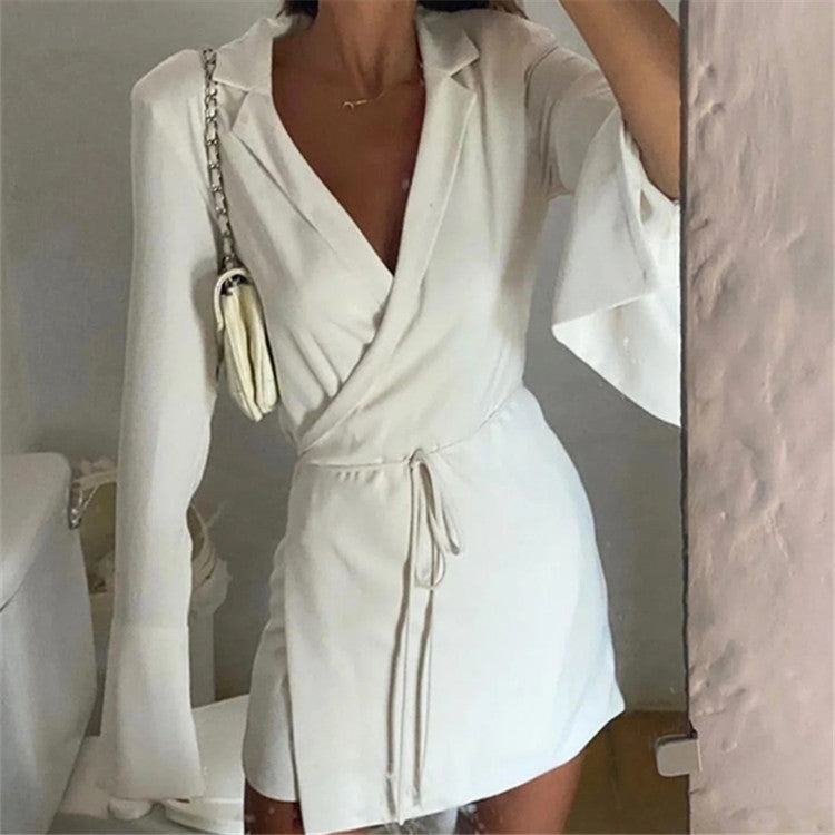 Dress Korean Light Mature Suit Collar Long Sleeve Shirt Dress