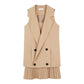 Vintage Mini Pleated Dress Suits With Double Breasted Blazer Jacket