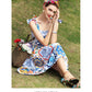 New Women's Printed Dress With Big Swing Temperament Waist Waist Trend Suspender Dress