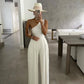 One-shoulder Sleeveless Asymmetric Casual Jumpsuit Solid Color Jumpsuit