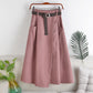 Mid-length Skirt With Belt And Big Pockets