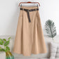 Mid-length Skirt With Belt And Big Pockets