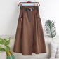 Mid-length Skirt With Belt And Big Pockets