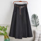 Mid-length Skirt With Belt And Big Pockets