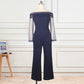 Combinaison sexy asymétrique en maille cousue, taille haute, grande taille, pantalon slim à jambes larges pour femme