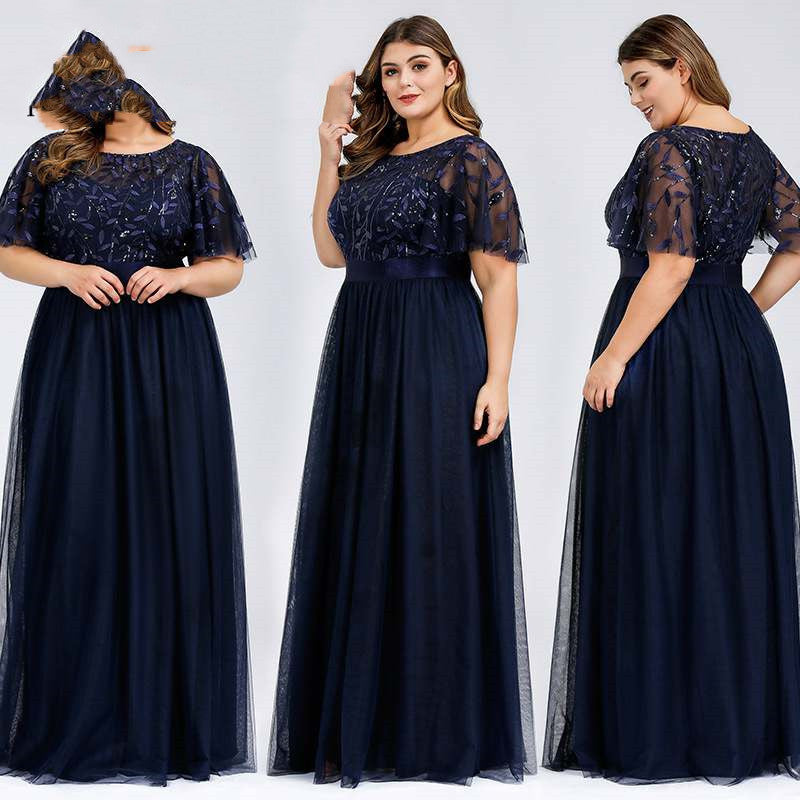 Robe longue en maille à paillettes pour femmes rondes, taille 9XL