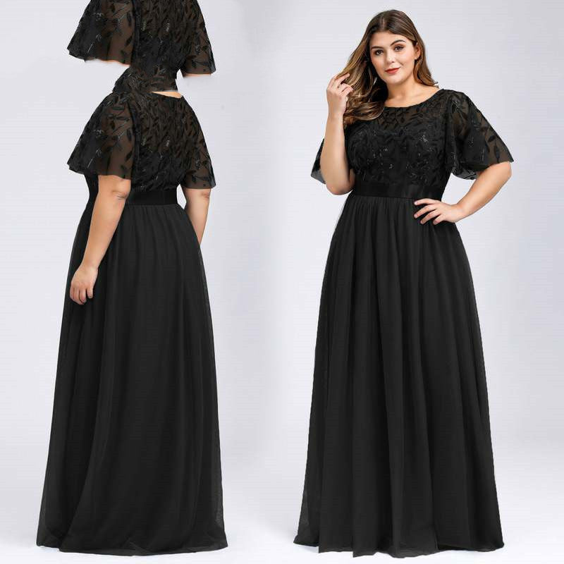 Robe longue en maille à paillettes pour femmes rondes, taille 9XL