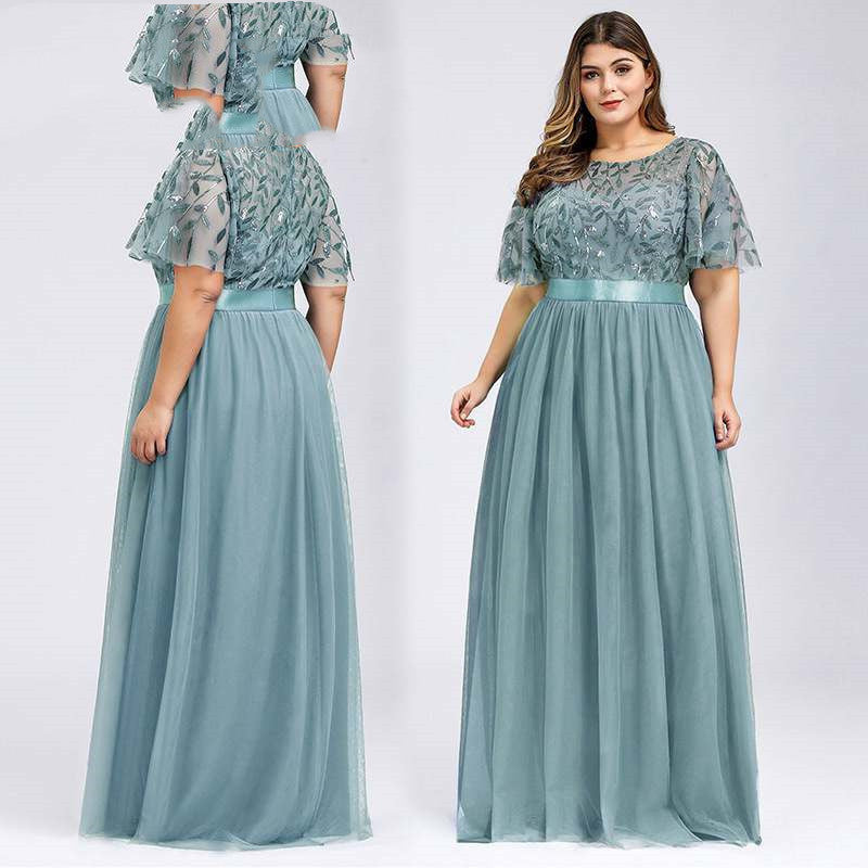 Robe longue en maille à paillettes pour femmes rondes, taille 9XL