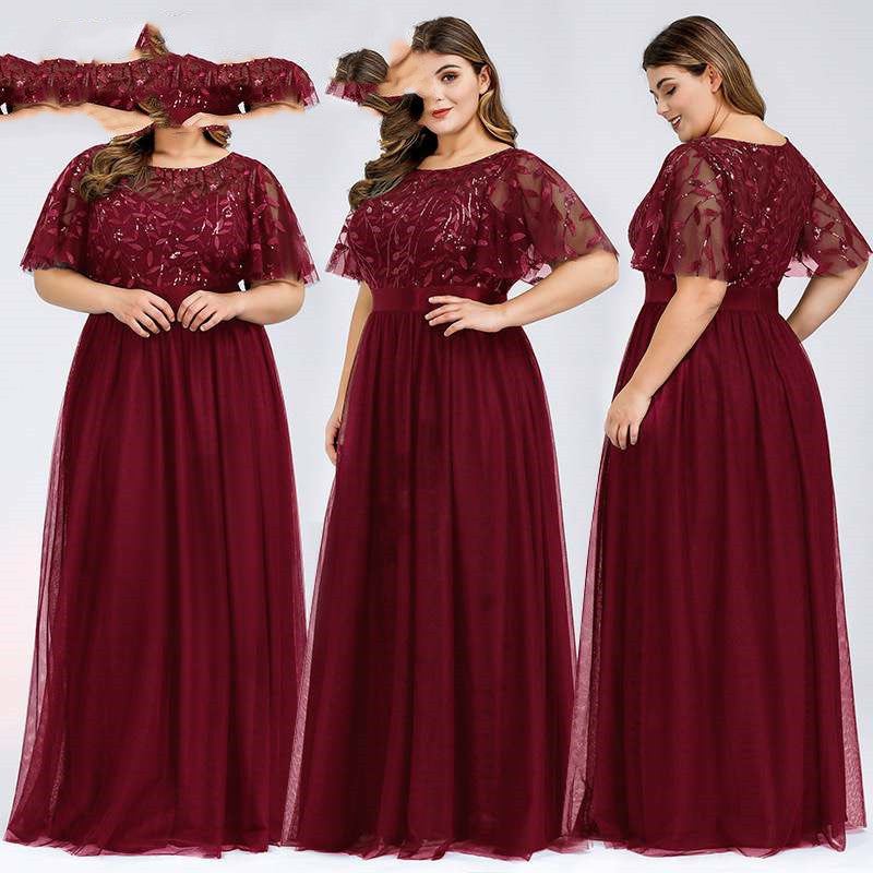 Robe longue en maille à paillettes pour femmes rondes, taille 9XL