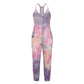 V Neck Suspender Jumpsuit Casual Tie Dye Homewear