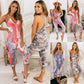 V Neck Suspender Jumpsuit Casual Tie Dye Homewear