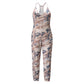 V Neck Suspender Jumpsuit Casual Tie Dye Homewear