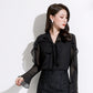 Bowknot V-neck Temperament Small Shirt Ruffled Chiffon Shirt