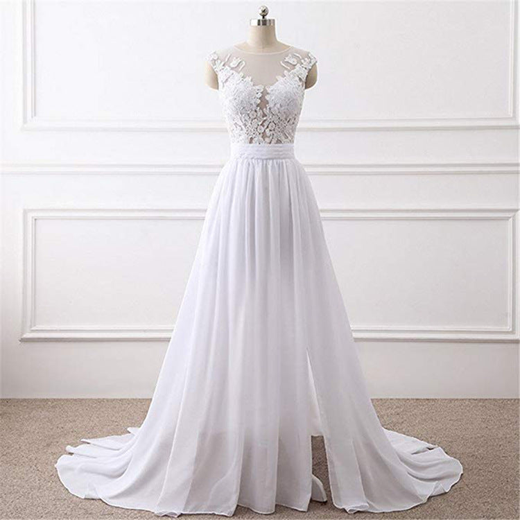 New Small Round Neck Fashion Thin Lace Wedding Dress