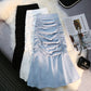 Pleated Slim Bag Hip Fishtail Skirt Women