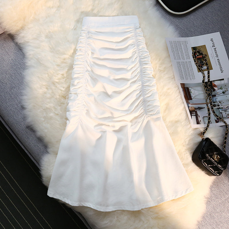Pleated Slim Bag Hip Fishtail Skirt Women