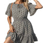 New Style Ruffle Print Dress Women's Clothing