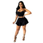 Beyprern Runway Medium Denim Straps Crop Top And High Waist
