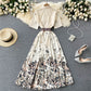 Polo Collar Buttoned Slim Mid-length Design Print Dress