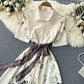 Polo Collar Buttoned Slim Mid-length Design Print Dress