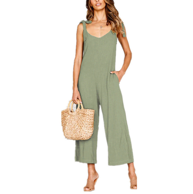 V-neck loose jumpsuit