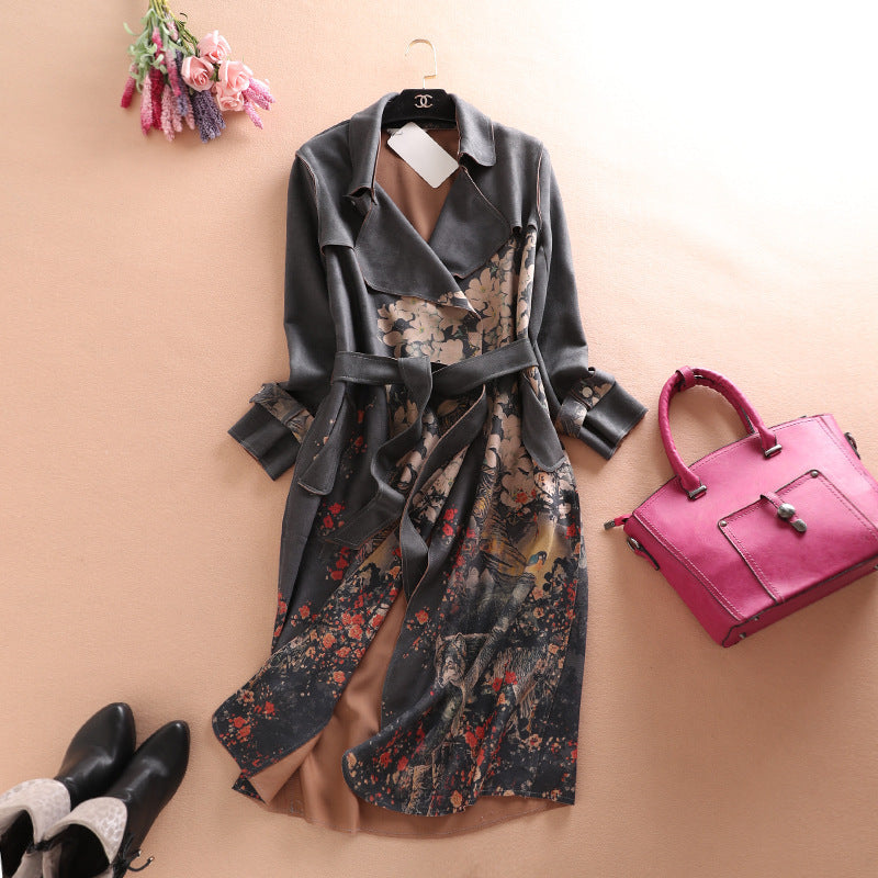 Landscape Tie Plus Size Windbreaker Jacket