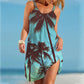 Robe ample décontractée sans manches à imprimé floral, gilet, jupe