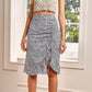Printed Irregular Skirt High Waist Mid Skirt