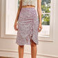 Printed Irregular Skirt High Waist Mid Skirt