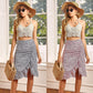 Printed Irregular Skirt High Waist Mid Skirt