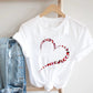 Butterfly Love Heart Shape Print Short Sleeve