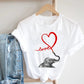 Butterfly Love Heart Shape Print Short Sleeve